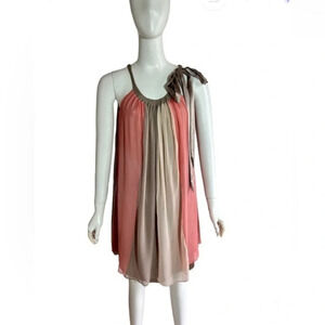 Sand Copenhagen Women’s Dress Halter Neck Knee Length Silk Colorblock Sz 34 US 4